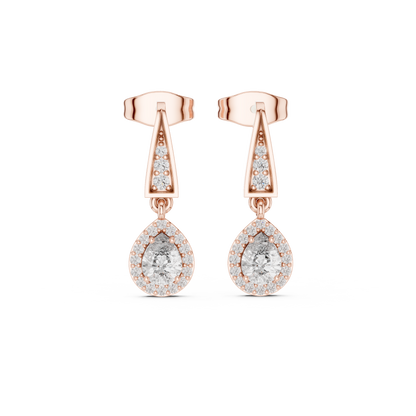 Elegant Pear-Cut Diamond Halo Drop Earrings