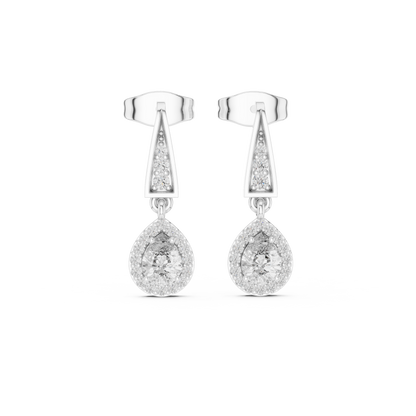 Elegant Pear-Cut Diamond Halo Drop Earrings