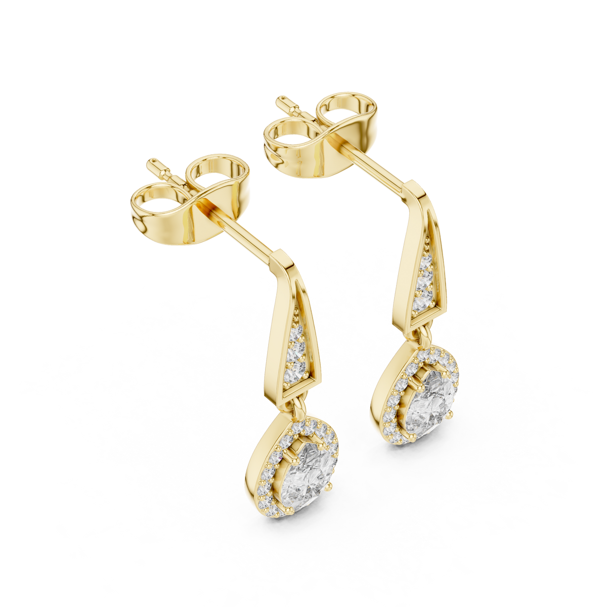 Elegant Pear-Cut Diamond Halo Drop Earrings
