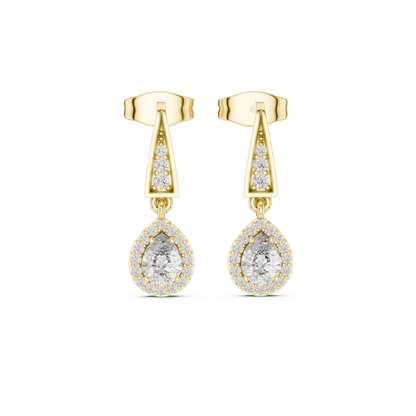 Elegant Pear-Cut Diamond Halo Drop Earrings