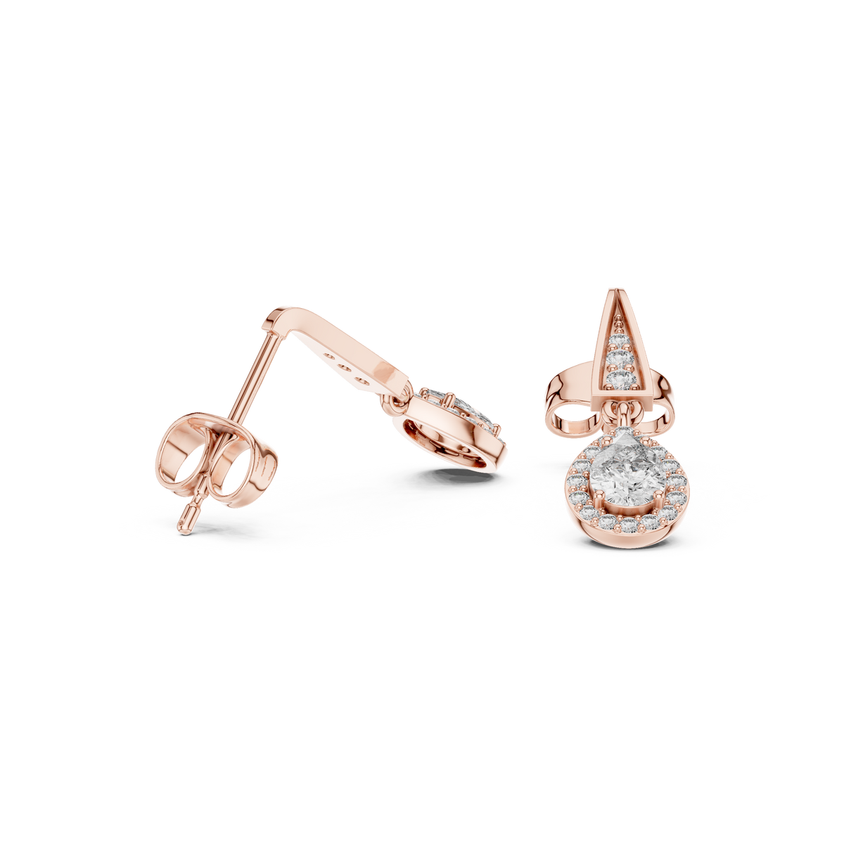 Elegant Pear-Cut Diamond Halo Drop Earrings