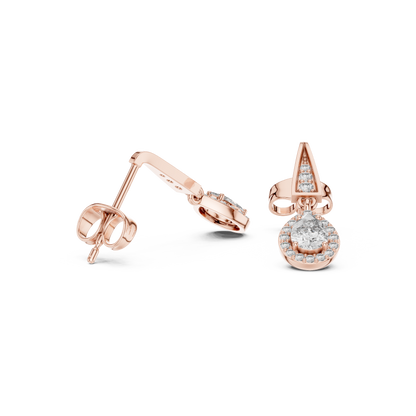 Elegant Pear-Cut Diamond Halo Drop Earrings