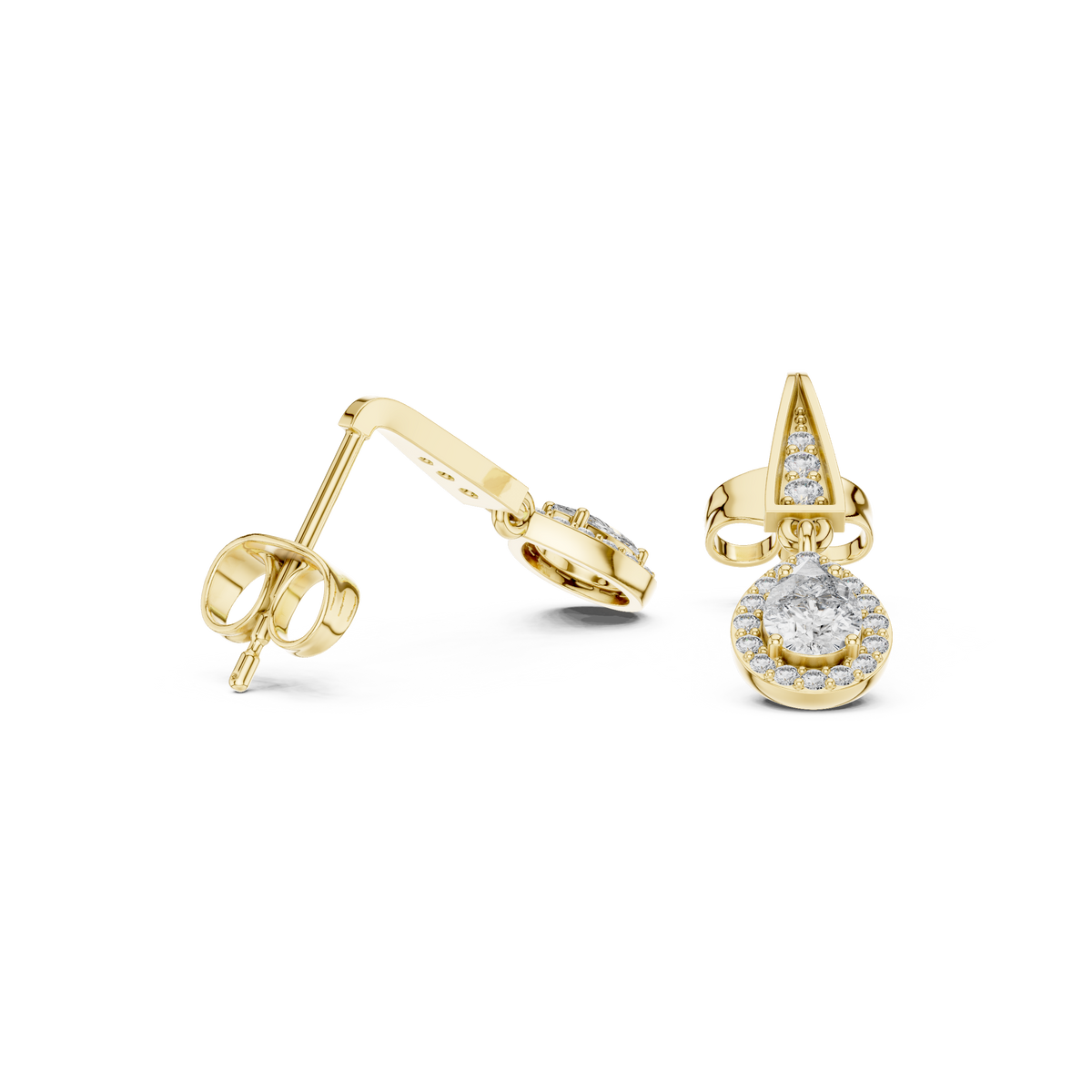 Elegant Pear-Cut Diamond Halo Drop Earrings