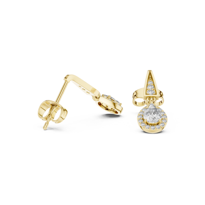 Elegant Pear-Cut Diamond Halo Drop Earrings