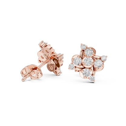 Diamond Quad-Cluster Starburst Stud Earrings