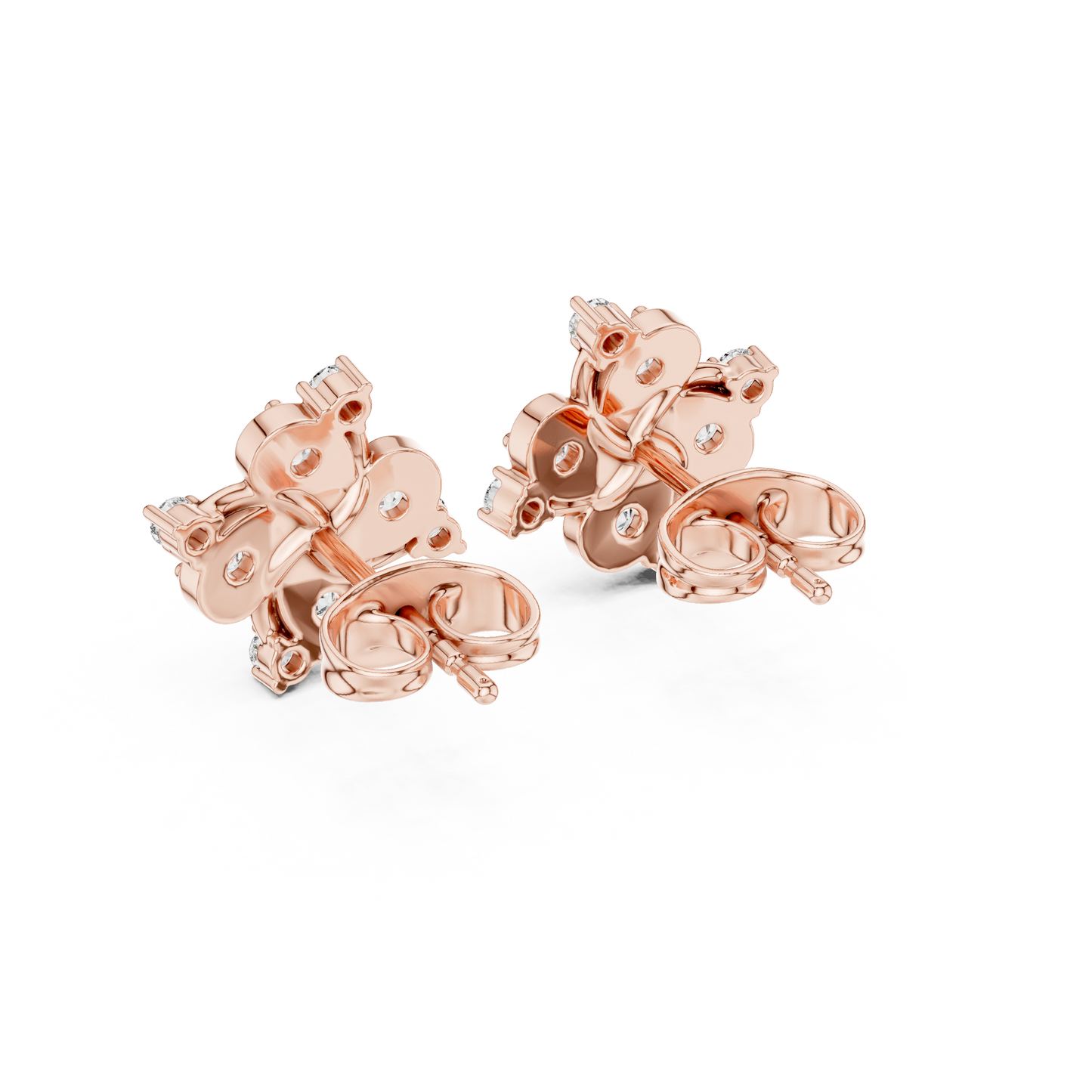Diamond Quad-Cluster Starburst Stud Earrings
