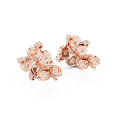 Diamond Quad-Cluster Starburst Stud Earrings
