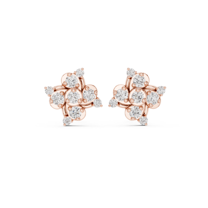 Diamond Quad-Cluster Starburst Stud Earrings