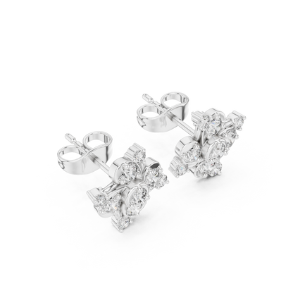 Diamond Quad-Cluster Starburst Stud Earrings