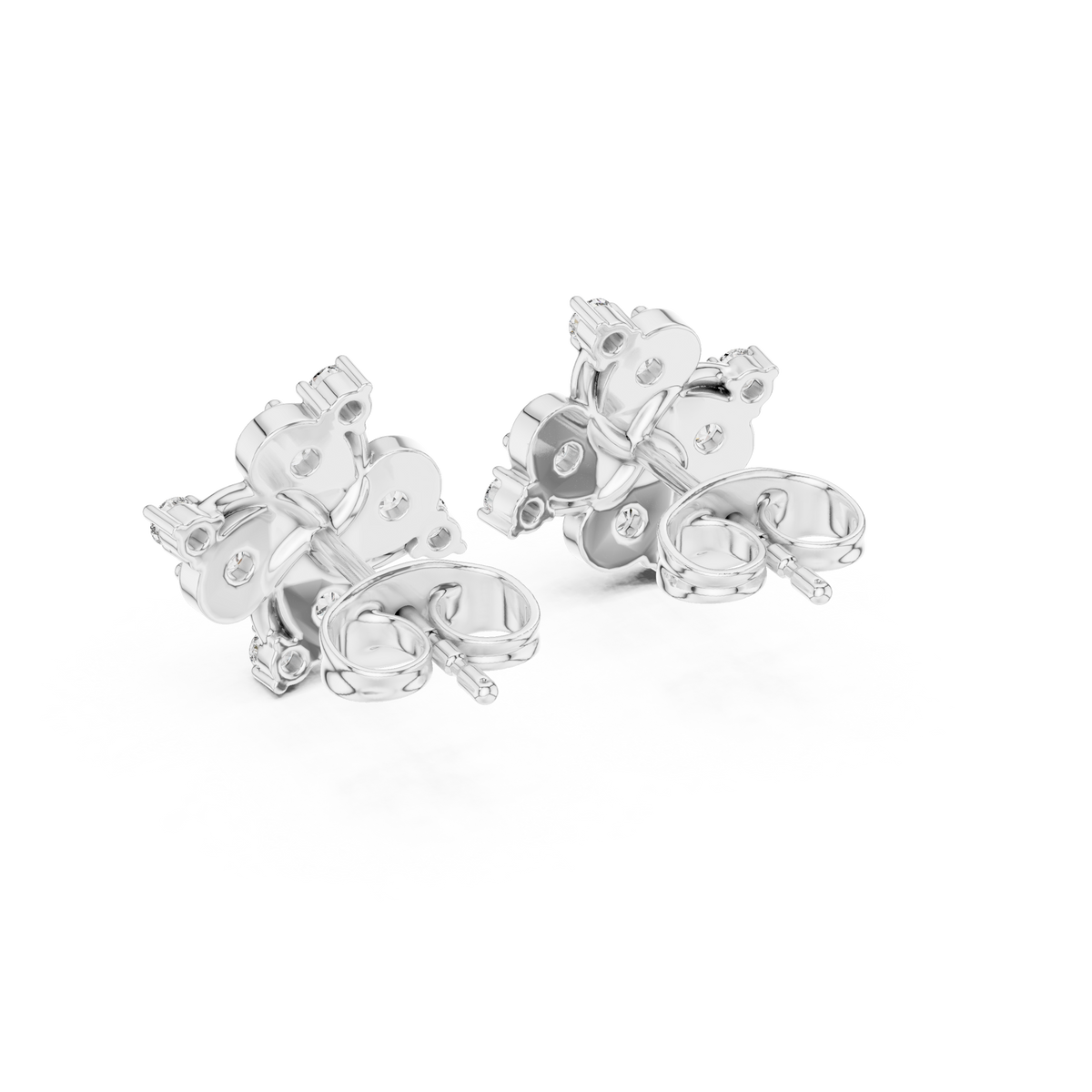 Diamond Quad-Cluster Starburst Stud Earrings