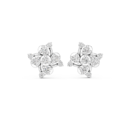Diamond Quad-Cluster Starburst Stud Earrings