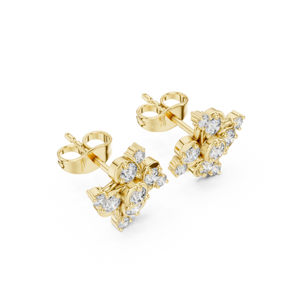 Diamond Quad-Cluster Starburst Stud Earrings