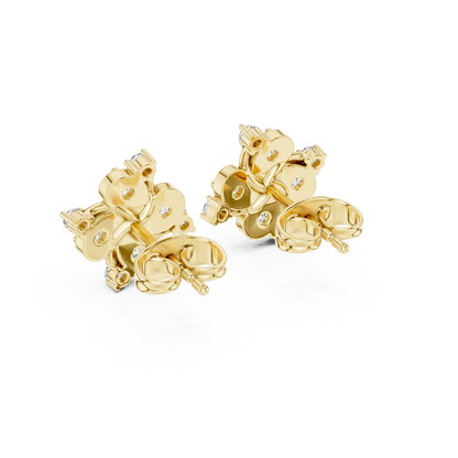 Diamond Quad-Cluster Starburst Stud Earrings