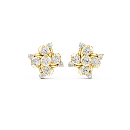Diamond Quad-Cluster Starburst Stud Earrings