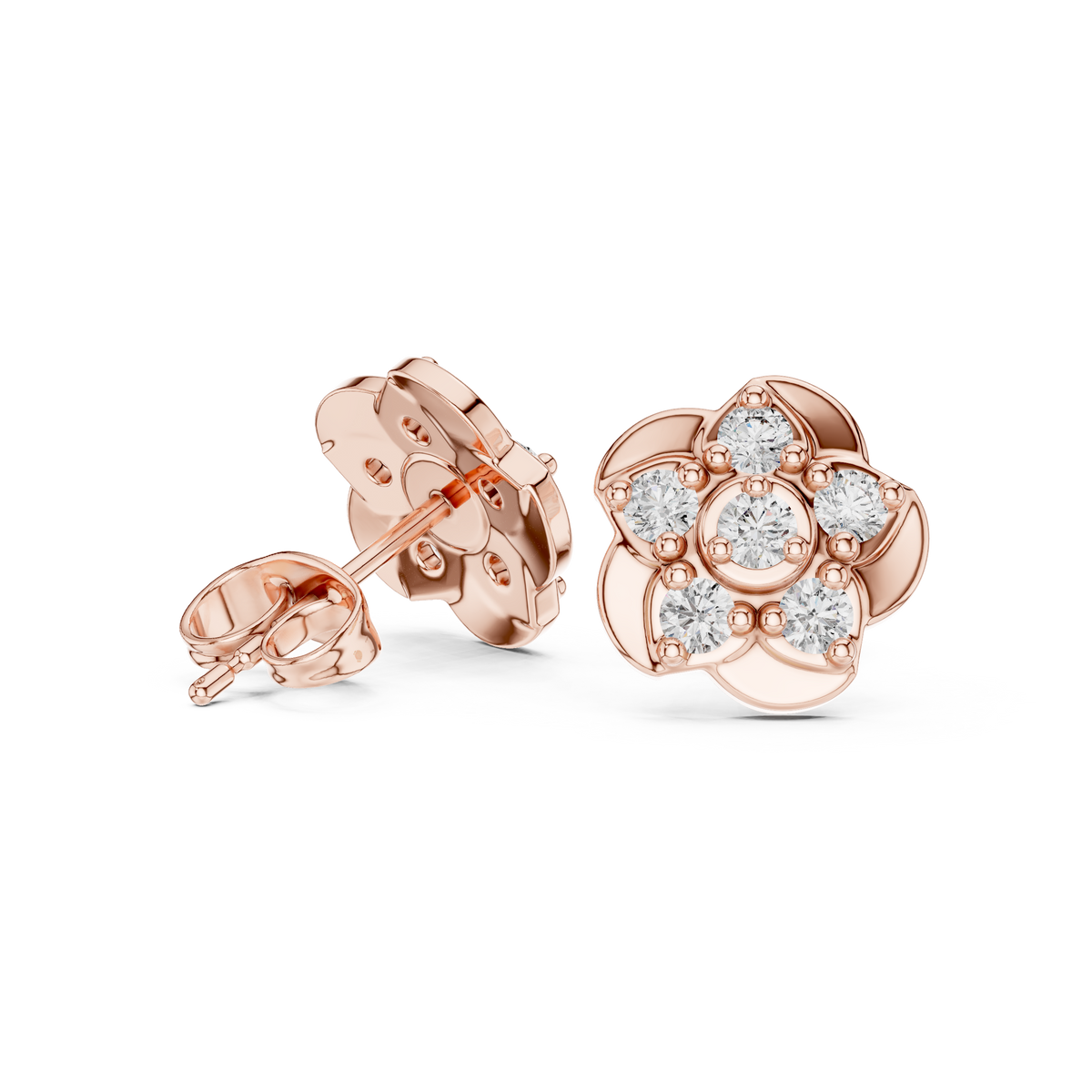 Diamond Seven-Stone Floating Floral Studs