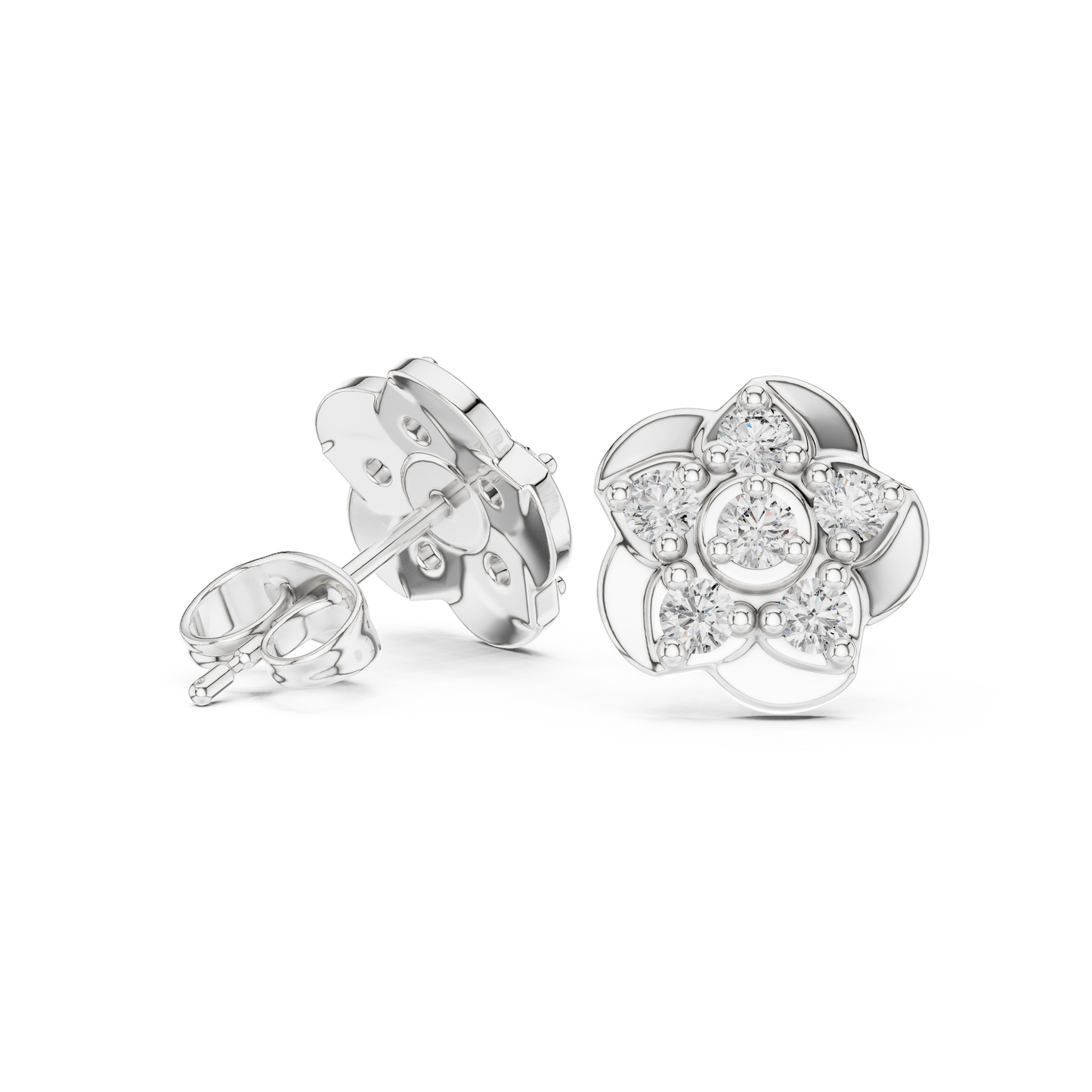 Diamond Seven-Stone Floating Floral Studs