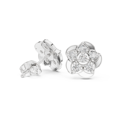 Diamond Seven-Stone Floating Floral Studs