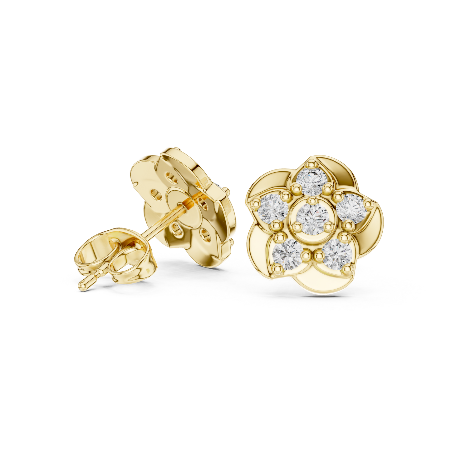 Diamond Seven-Stone Floating Floral Studs