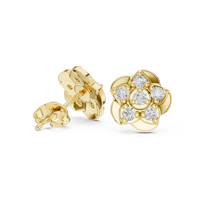 Diamond Seven-Stone Floating Floral Studs