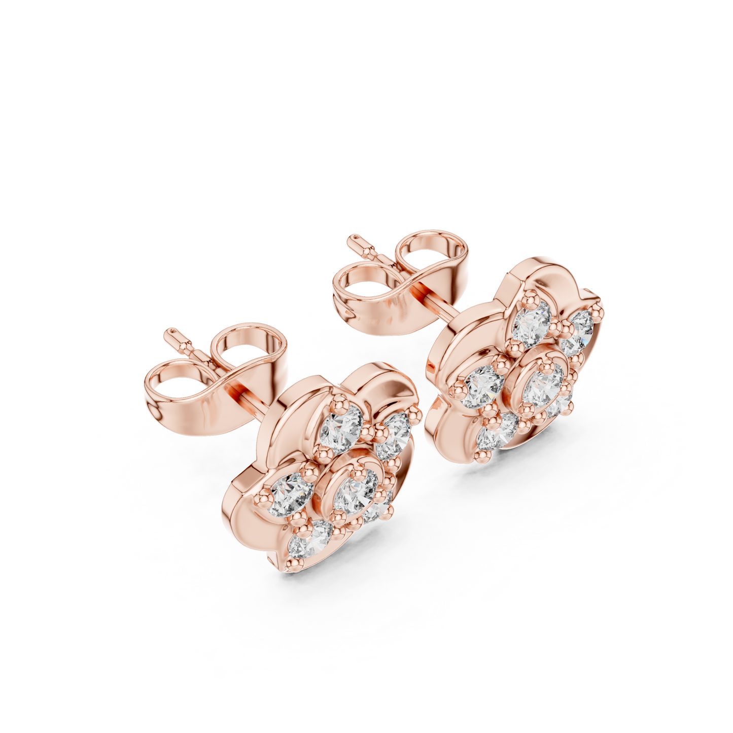 Diamond Seven-Stone Floating Floral Studs