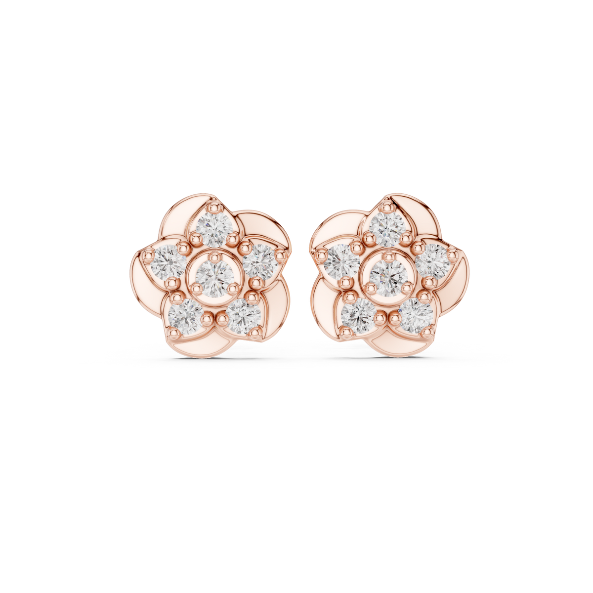 Diamond Seven-Stone Floating Floral Studs