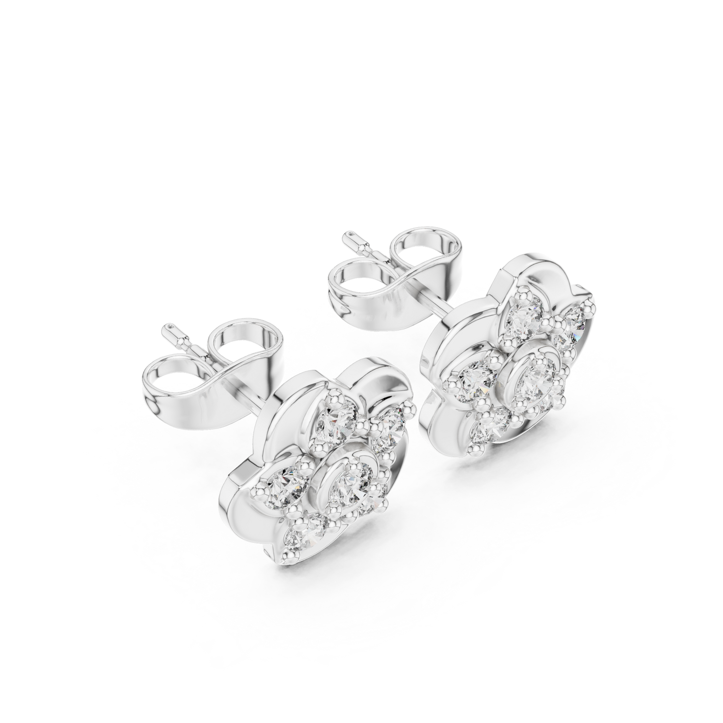 Diamond Seven-Stone Floating Floral Studs