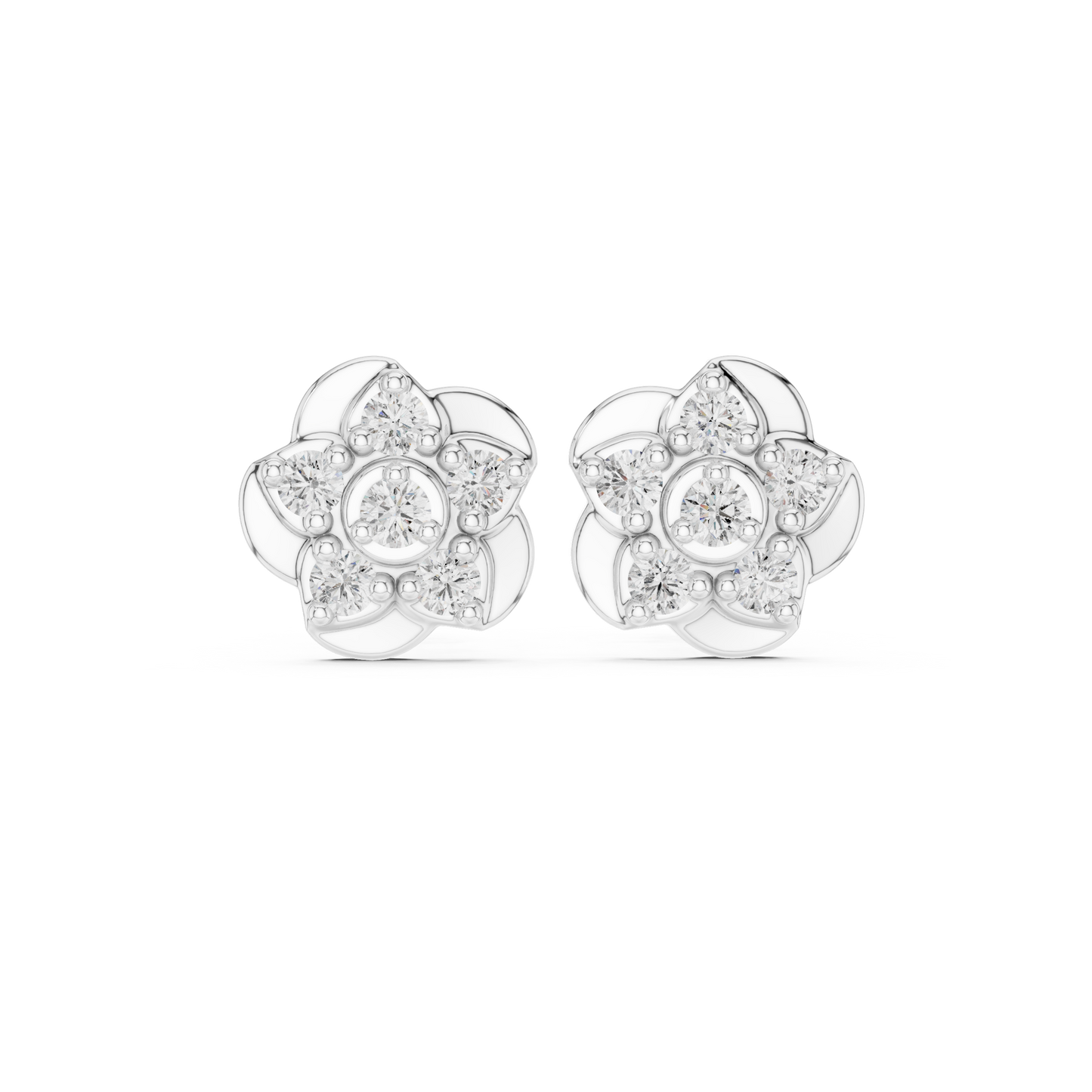 Diamond Seven-Stone Floating Floral Studs