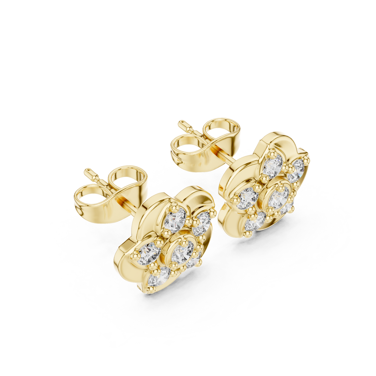 Diamond Seven-Stone Floating Floral Studs