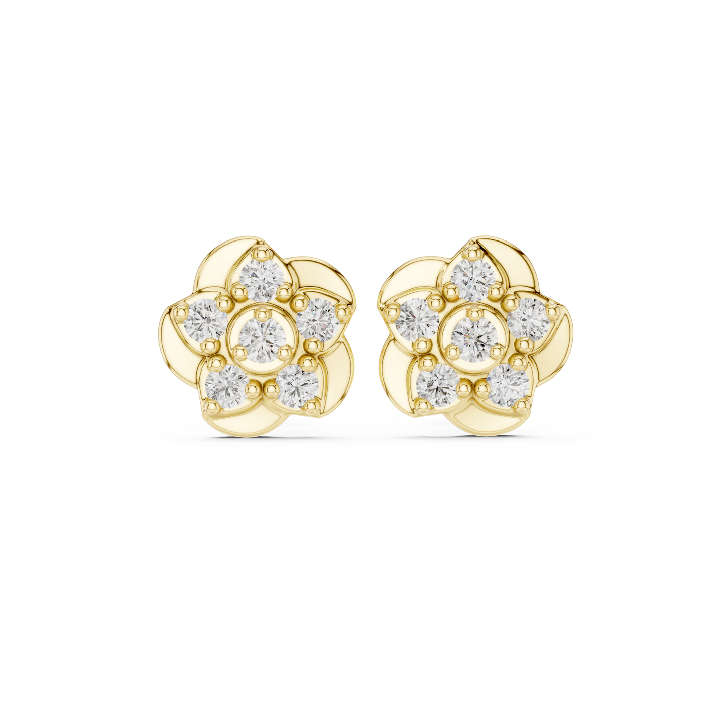 Diamond Seven-Stone Floating Floral Studs