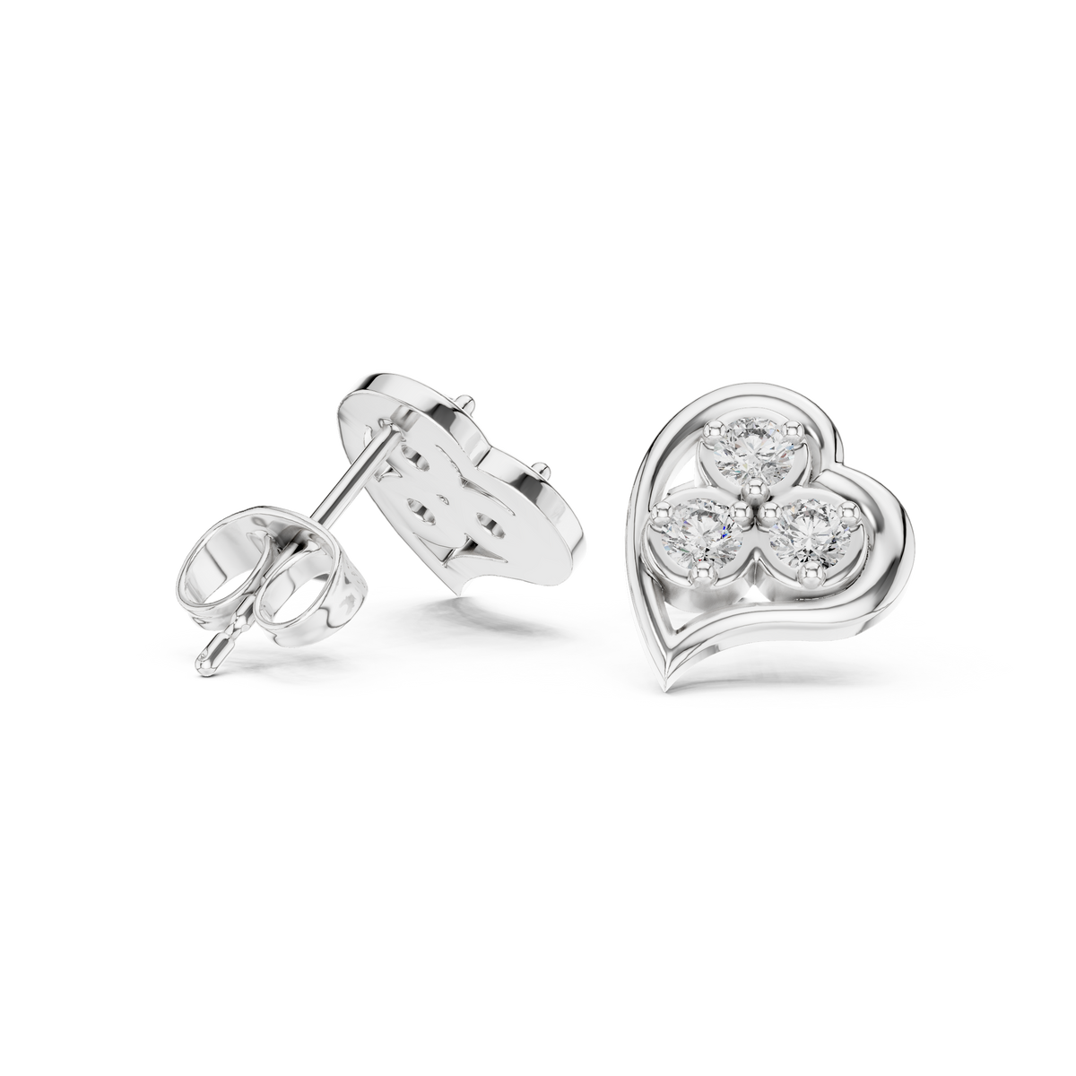 Diamond Round Composite Cluster Stud Earrings