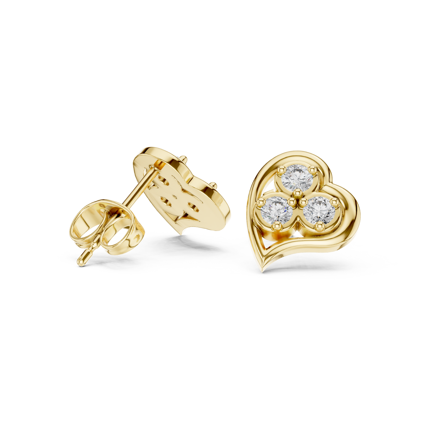Diamond Round Composite Cluster Stud Earrings