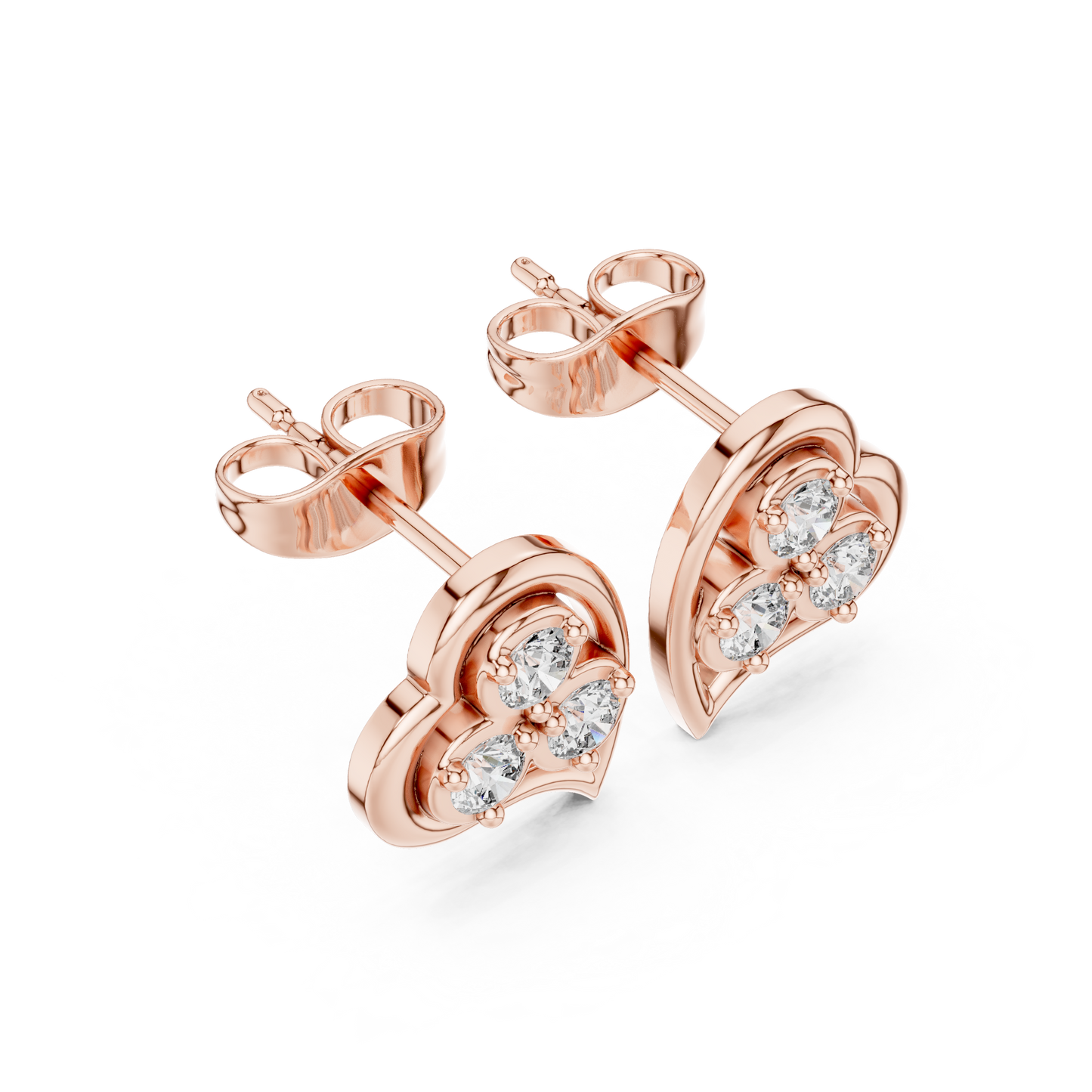 Diamond Round Composite Cluster Stud Earrings