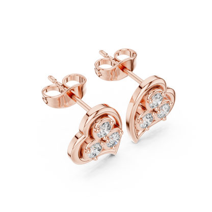 Diamond Round Composite Cluster Stud Earrings