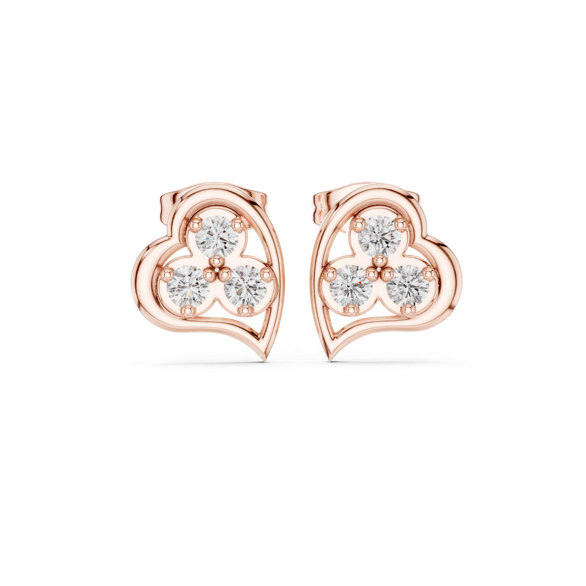 Diamond Round Composite Cluster Stud Earrings