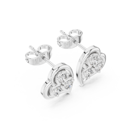 Diamond Round Composite Cluster Stud Earrings