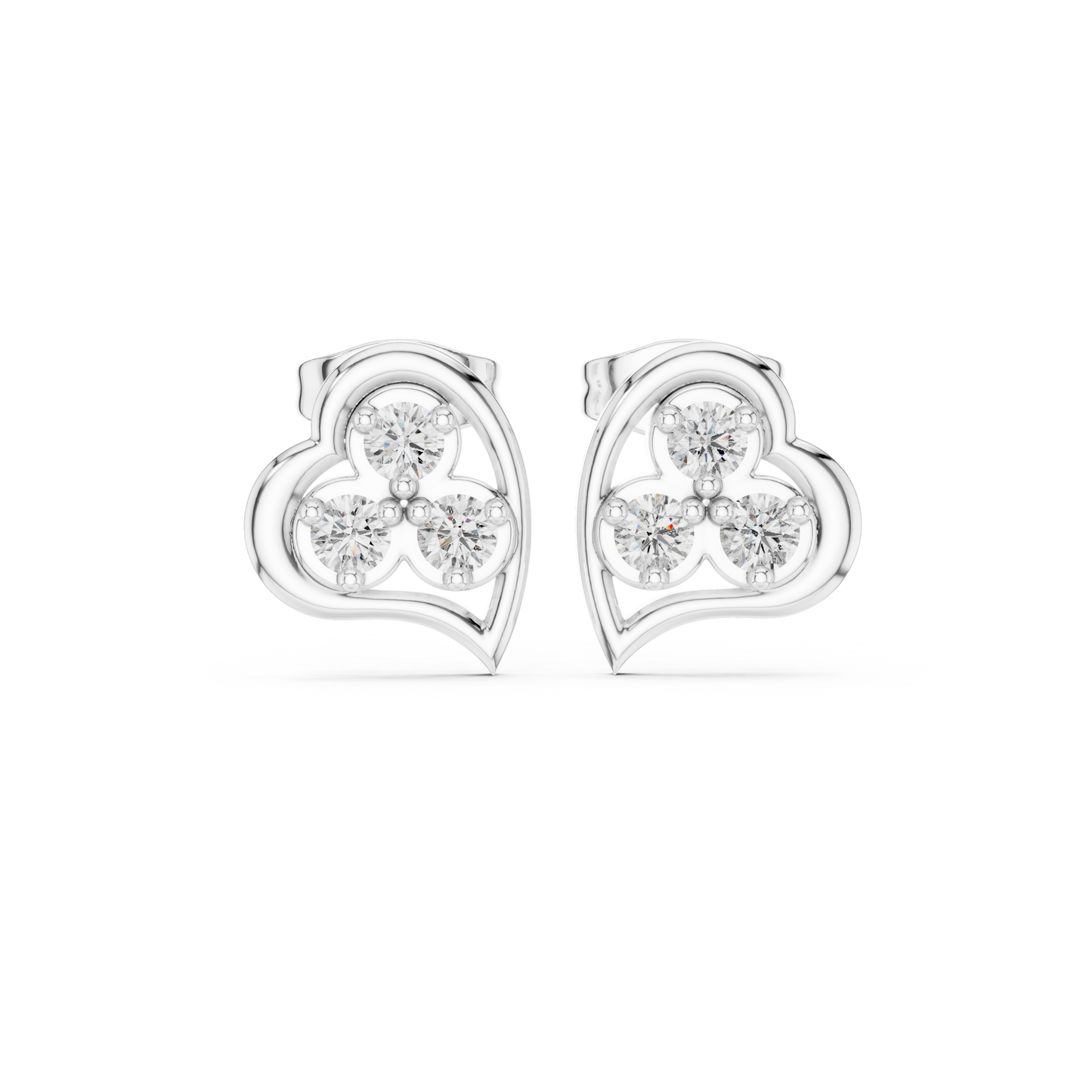 Diamond Round Composite Cluster Stud Earrings
