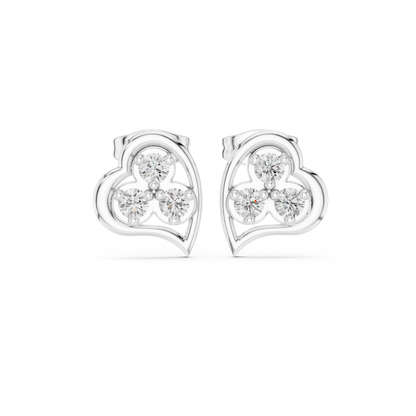Diamond Round Composite Cluster Stud Earrings