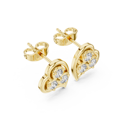 Diamond Round Composite Cluster Stud Earrings