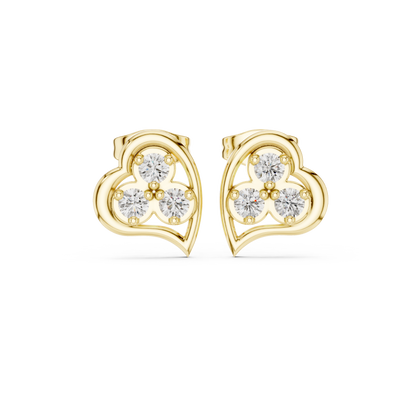 Diamond Round Composite Cluster Stud Earrings
