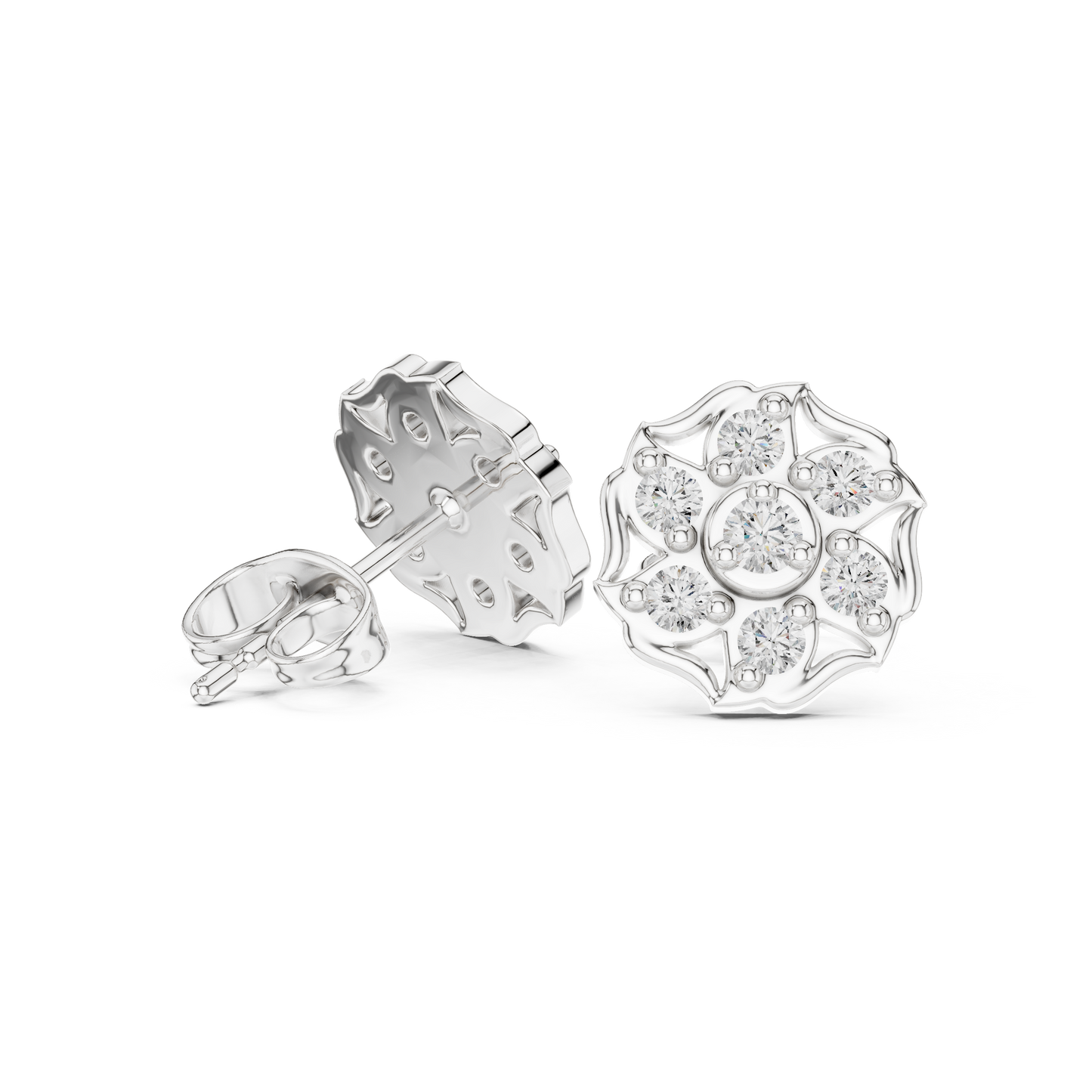 Diamond Cushion-Style Composite Cluster Studs