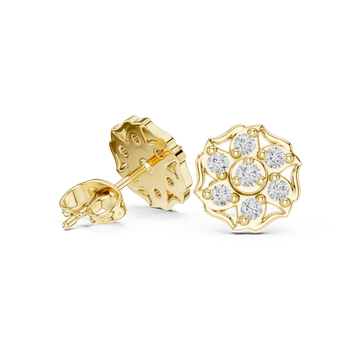 Diamond Cushion-Style Composite Cluster Studs