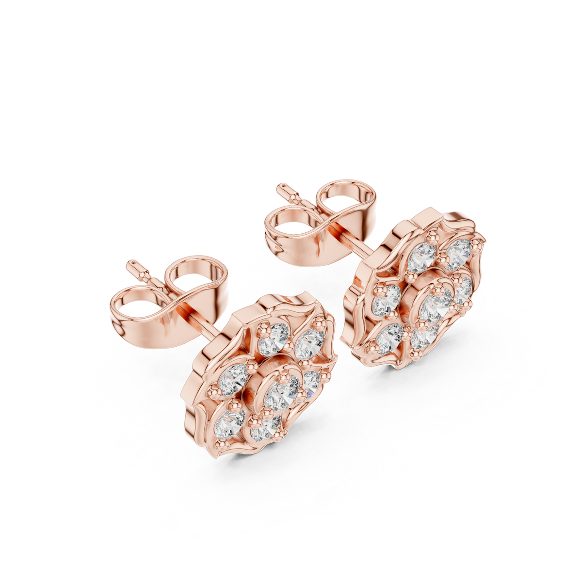 Diamond Cushion-Style Composite Cluster Studs