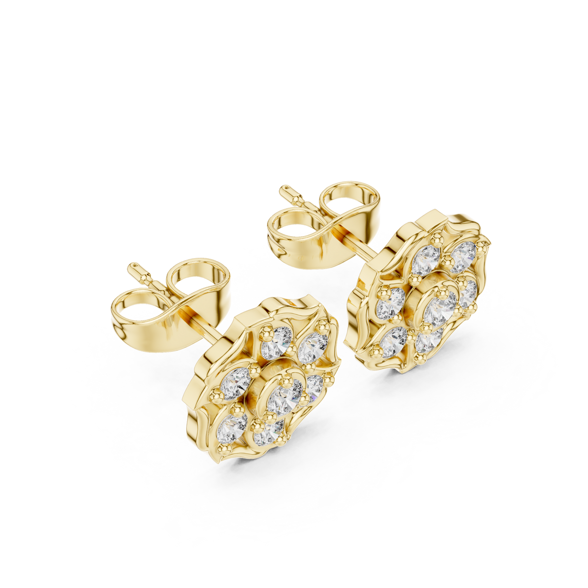 Diamond Cushion-Style Composite Cluster Studs