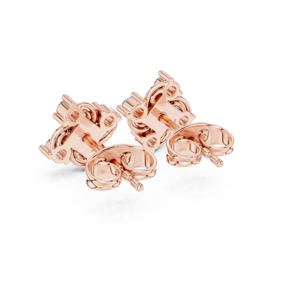 Diamond Seven-Stone Floral Petal Cluster Studs