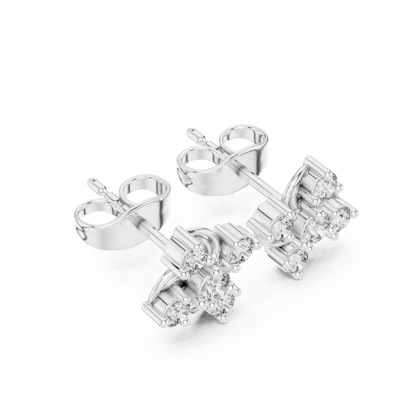 Diamond Seven-Stone Floral Petal Cluster Studs