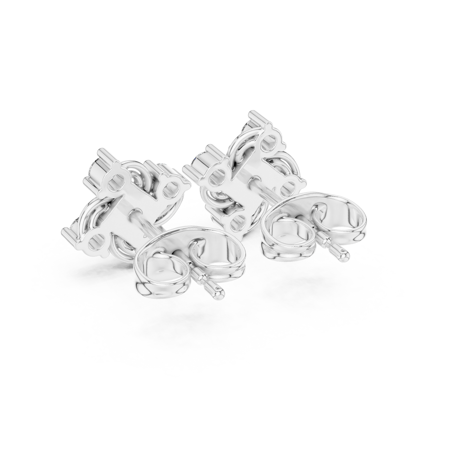 Diamond Seven-Stone Floral Petal Cluster Studs