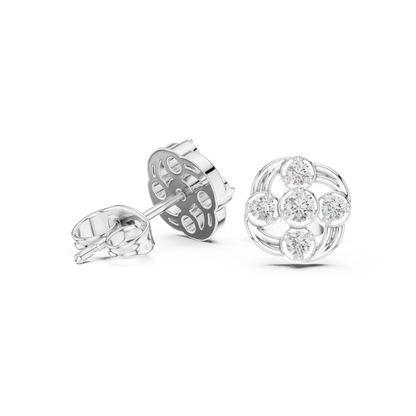 Diamond Spiraling Petal Vortex Stud Earrings