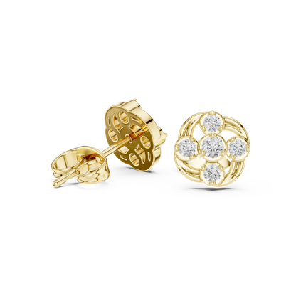 Diamond Spiraling Petal Vortex Stud Earrings