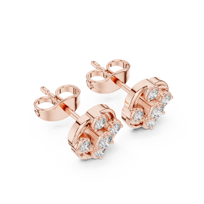 Diamond Spiraling Petal Vortex Stud Earrings