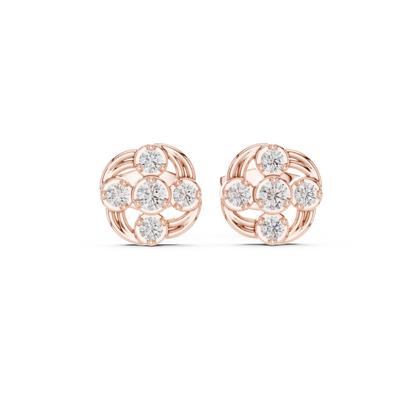Diamond Spiraling Petal Vortex Stud Earrings